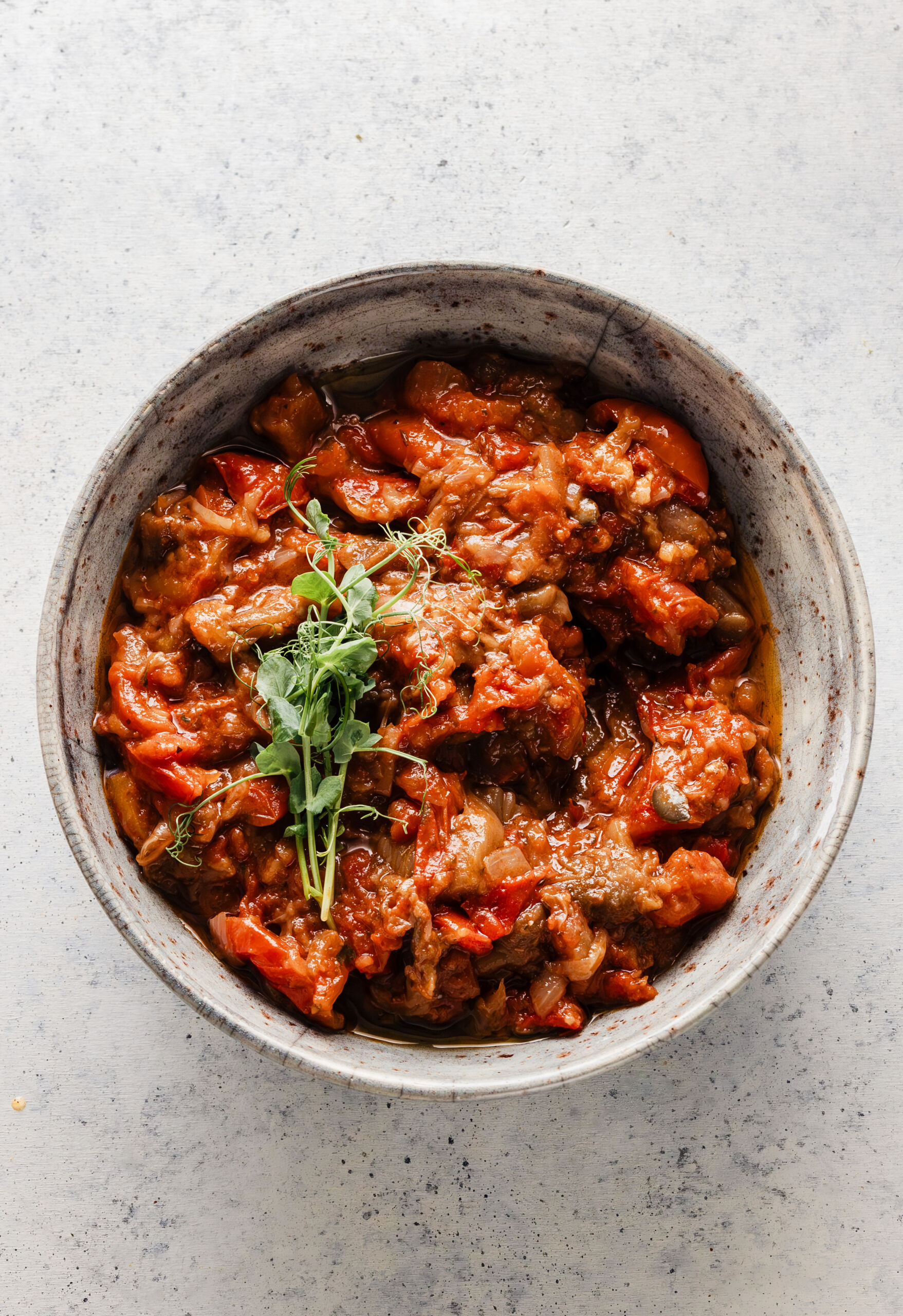 Crema di melanzane affumicate e pomodori Zaalouk